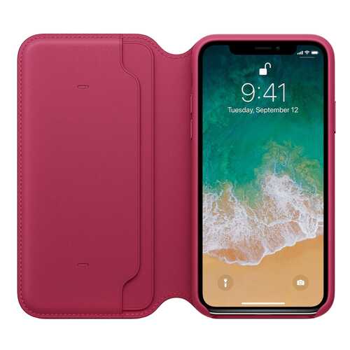 Чехол Apple Leather Folio для Apple iPhone X Лесная ягода в Йота