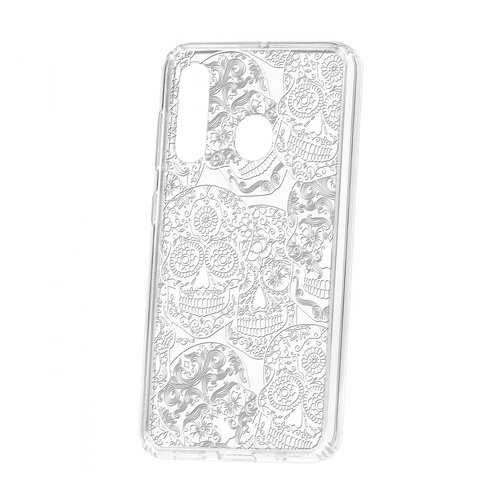 Чехол Kruche Samsung Galaxy A60 2019 Print Skull White в Йота