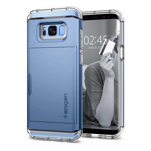 Чехол-визитница Spigen Crystal Wallet (571CS21118) для Samsung Galaxy S8 Plus (Coral Blue) в Йота