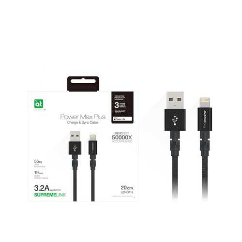 Кабель Amazingthing SupremeLink MFi Power Max Plus USB-iP Black 0.2m 3.2A в Йота