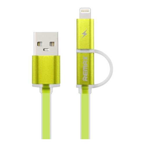 Кабель REMAX Aurora 2 в 1 (micro USB + iPhone Lightning) 1m, Green в Йота