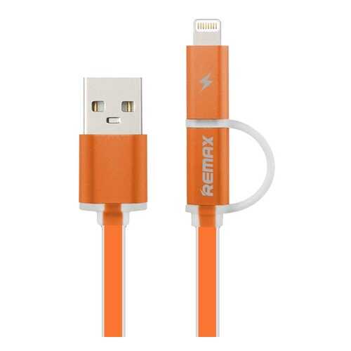 Кабель REMAX Aurora 2 в 1 (micro USB + iPhone Lightning) 1m, Orange в Йота