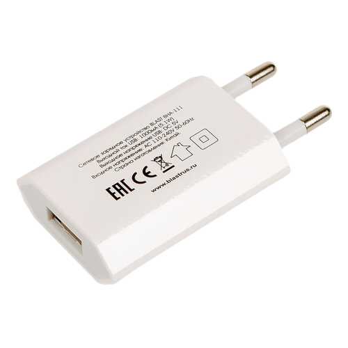 Сетевое зарядное устройство Blast BHA-111 1 USB 1A White в Йота