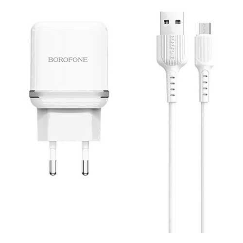 Сетевое зарядное устройство Borofone BA25A (2USB / 2.4A) + кабель MicroUSB 1м White в Йота