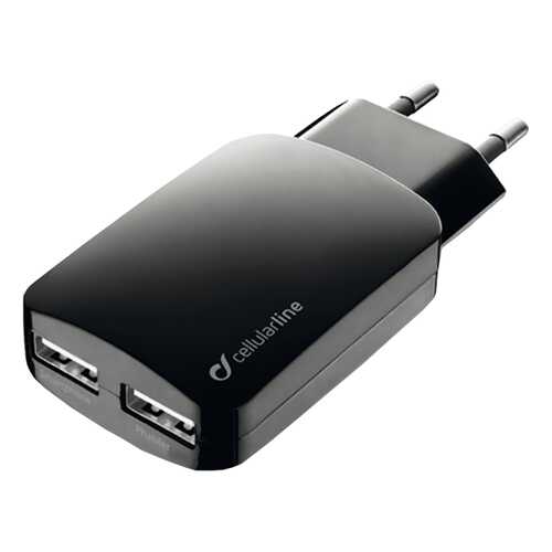 Сетевое зарядное устройство Cellular Line 2 USB 3,1A Black в Йота